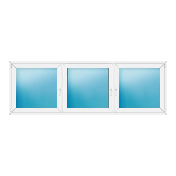 Dreiflügeliges Kunststofffenster 280x96 cm Weiß