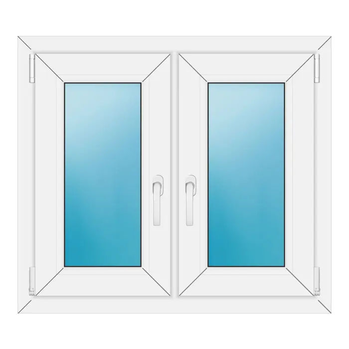 Zweiflügeliges Kunststofffenster 86x76 cm Weiß
