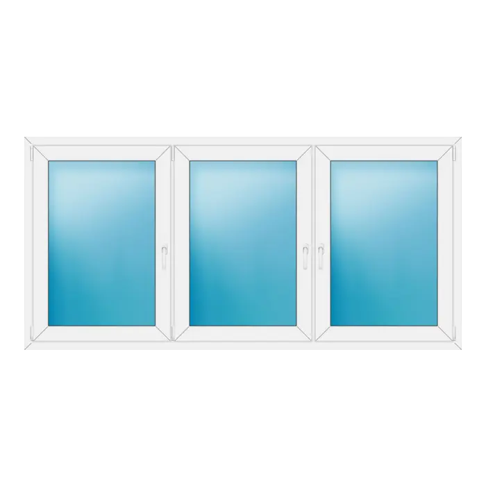Dreiflügeliges Kunststofffenster 234x114 cm Weiß