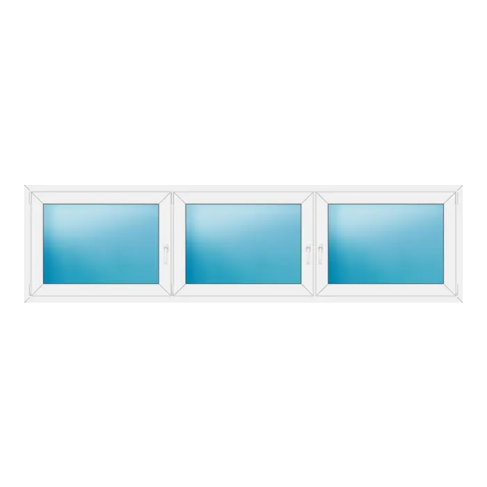 Dreiflügeliges Kunststofffenster 298x80 cm Weiß