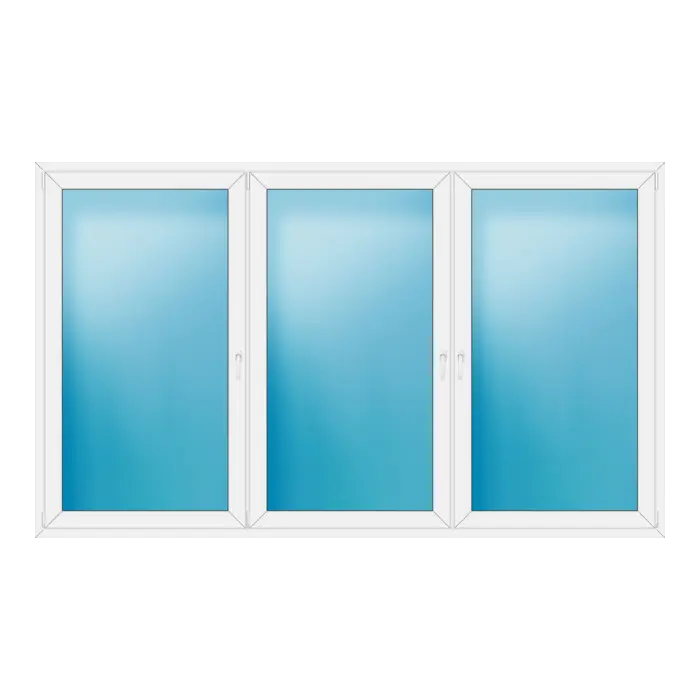 Dreiflügeliges Kunststofffenster 298x178 cm Weiß