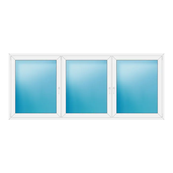 Dreiflügeliges Kunststofffenster 300x128 cm Weiß