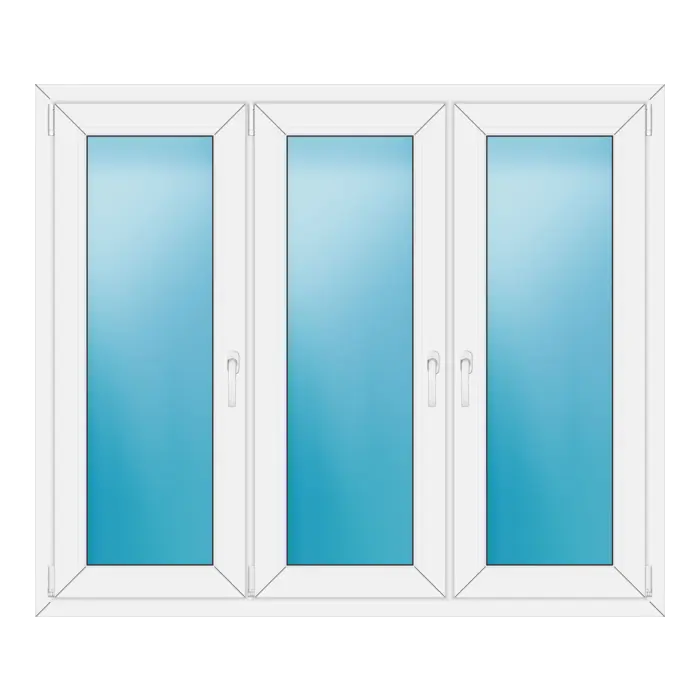 Dreiflügeliges Kunststofffenster 156x132 cm Weiß