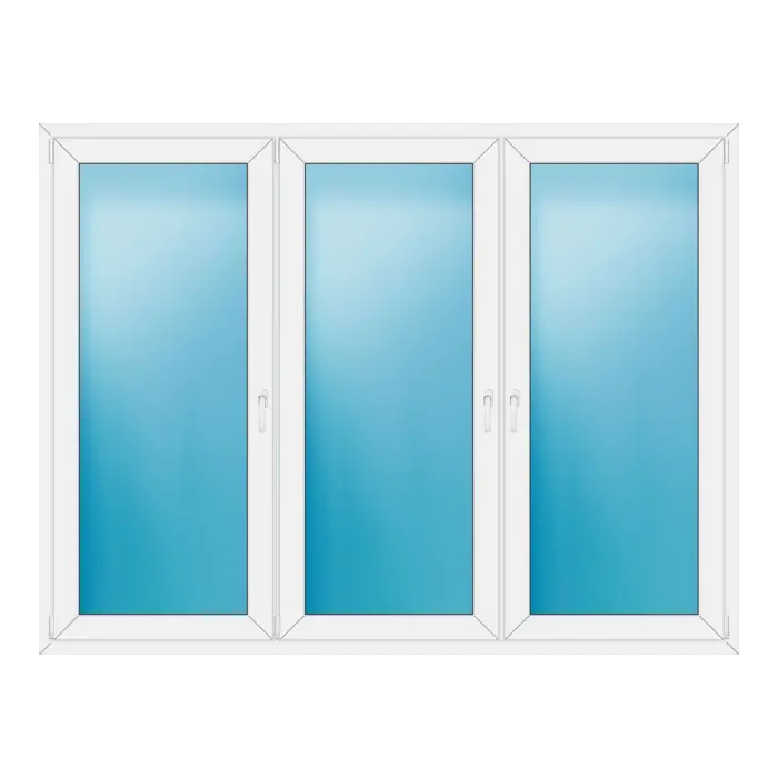 Dreiflügeliges Kunststofffenster 224x170 cm Weiß