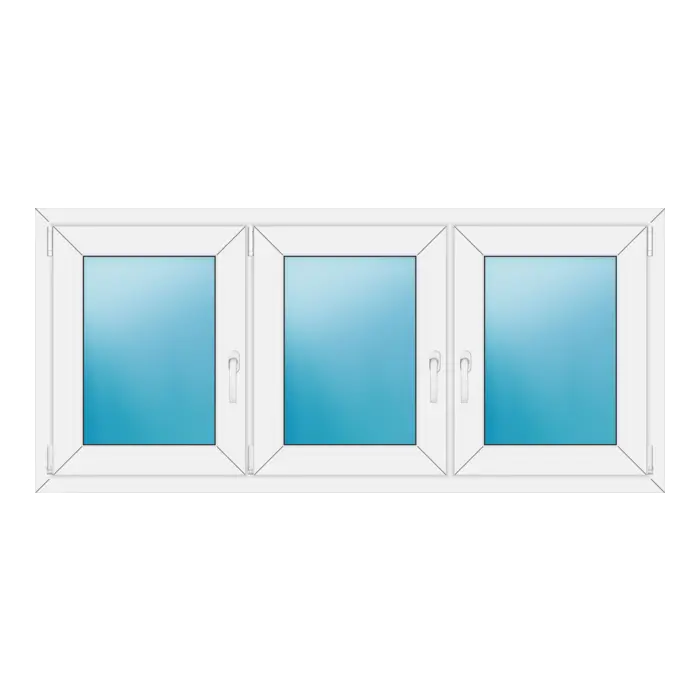 Dreiflügeliges Kunststofffenster 168x76 cm Weiß