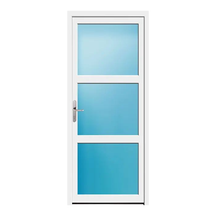 Nebeneingangstür 89x212 cm 3-teilig Glas Weiß