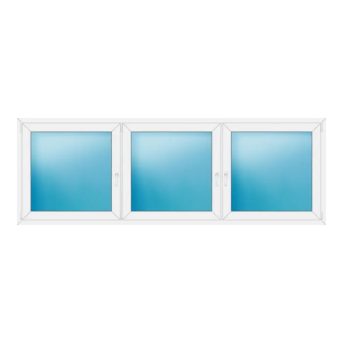 Dreiflügeliges Kunststofffenster 290x100 cm Weiß