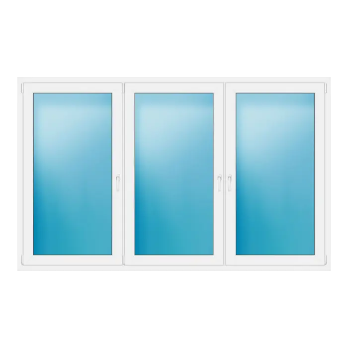 Dreiflügeliges Kunststofffenster 252x156 cm Weiß