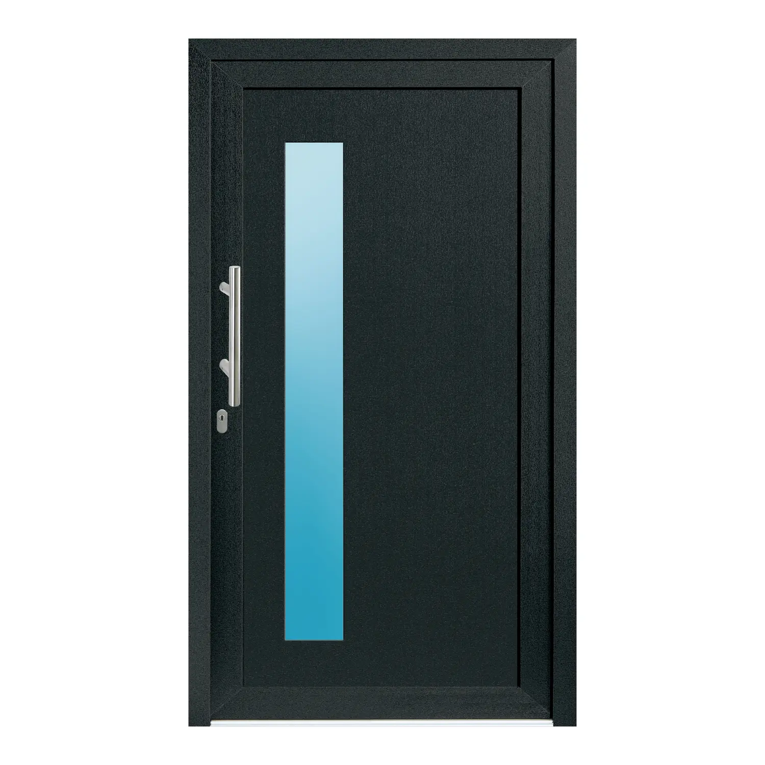 Haustür 110x195 cm Anthrazitgrau genarbt Pluto aus Kunststoff {product.title} {product.width / 10}x{product.height / 10} cm {product.color} {f:if(condition: product.isDoor, then: product.filling, else: '')}