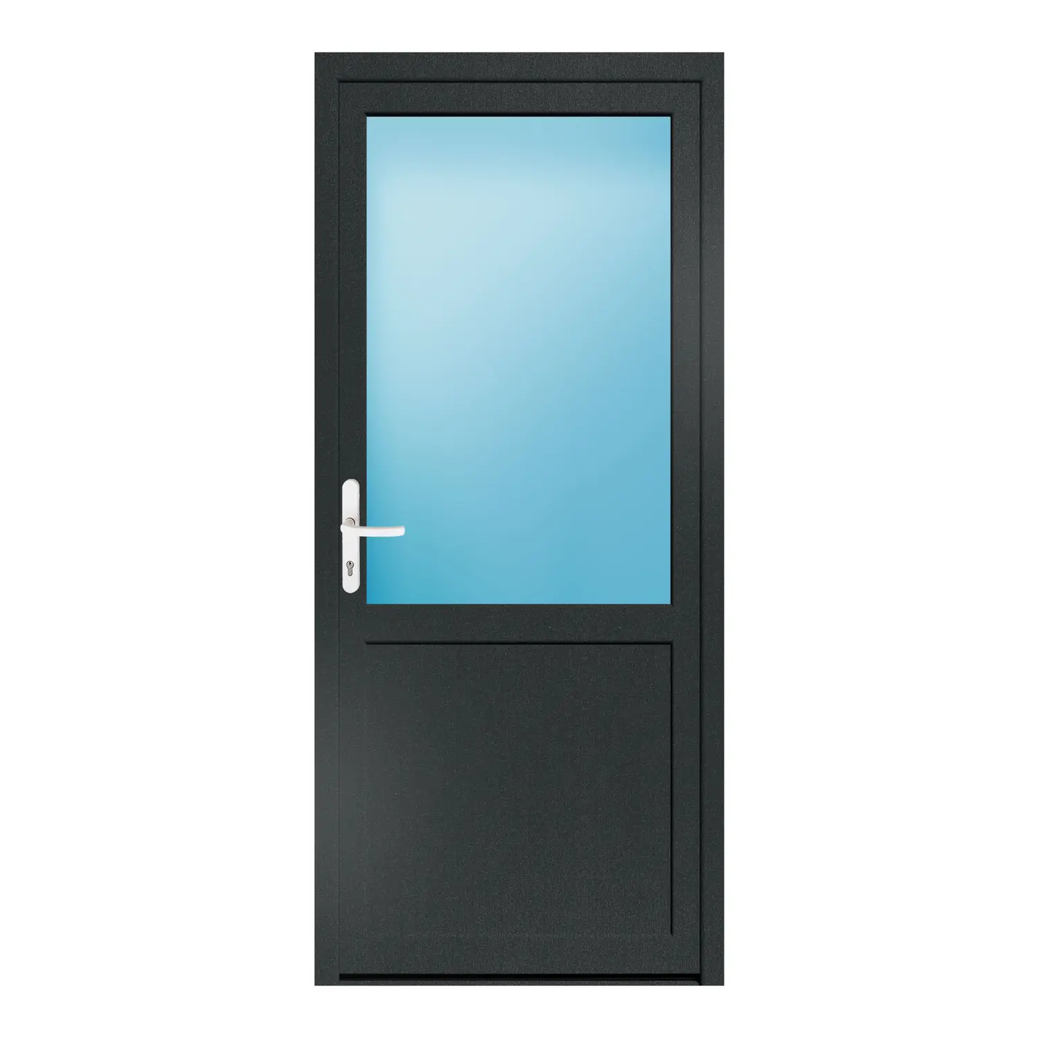 Nebeneingangstür 86x196 cm Anthrazitgrau genarbt 2/3 Glas