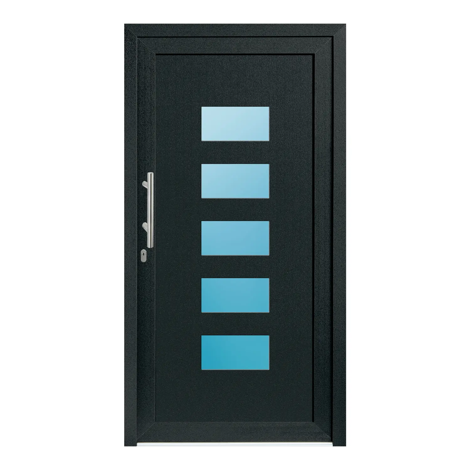 Haustür 117x223 cm Anthrazit-Grau genarbt Merkur aus Kunststoff {product.title} {product.width / 10}x{product.height / 10} cm {product.color} {f:if(condition: product.isDoor, then: product.filling, else: '')}