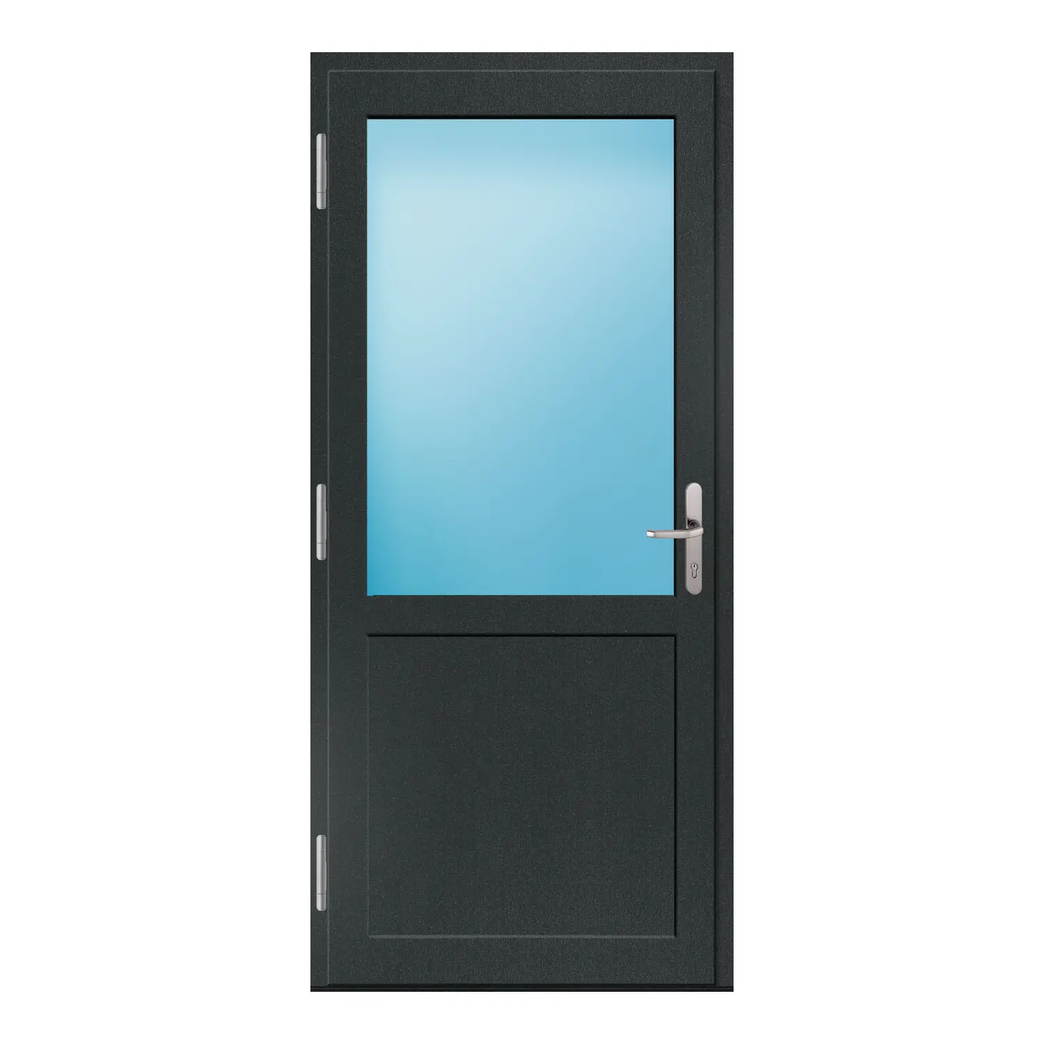 Nebeneingangstür 90x200 cm Anthrazit genarbt 2/3 Glas