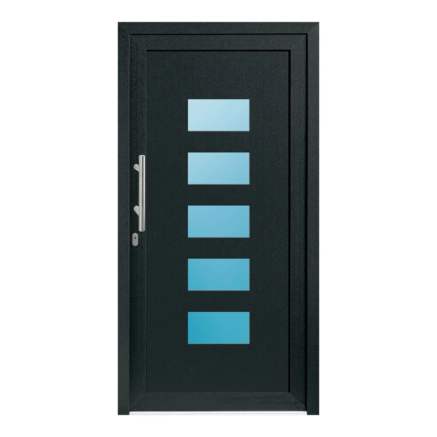 Haustür 105x205 cm Anthrazitgrau genarbt Merkur aus Kunststoff {product.title} {product.width / 10}x{product.height / 10} cm {product.color} {f:if(condition: product.isDoor, then: product.filling, else: '')}