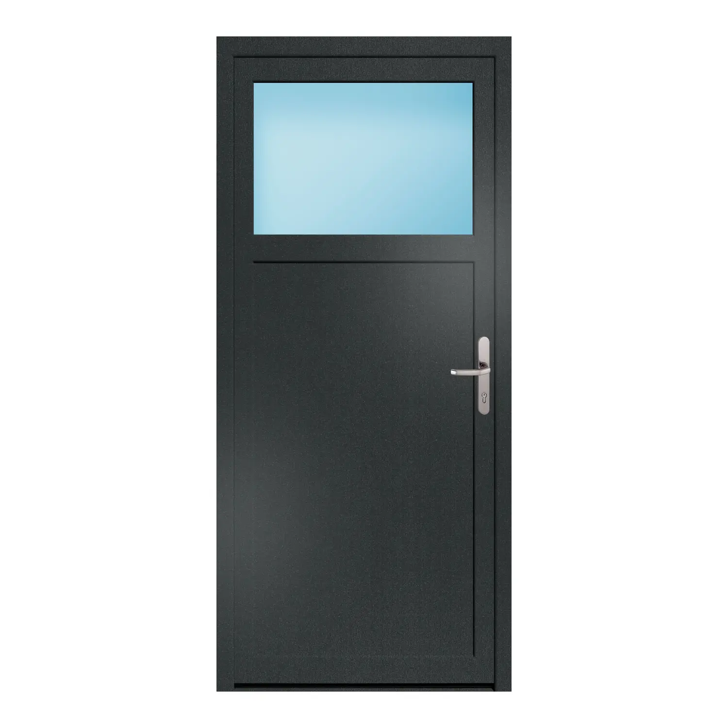 Nebeneingangstür 90x200 cm Anthrazit genarbt 1/3 Glas