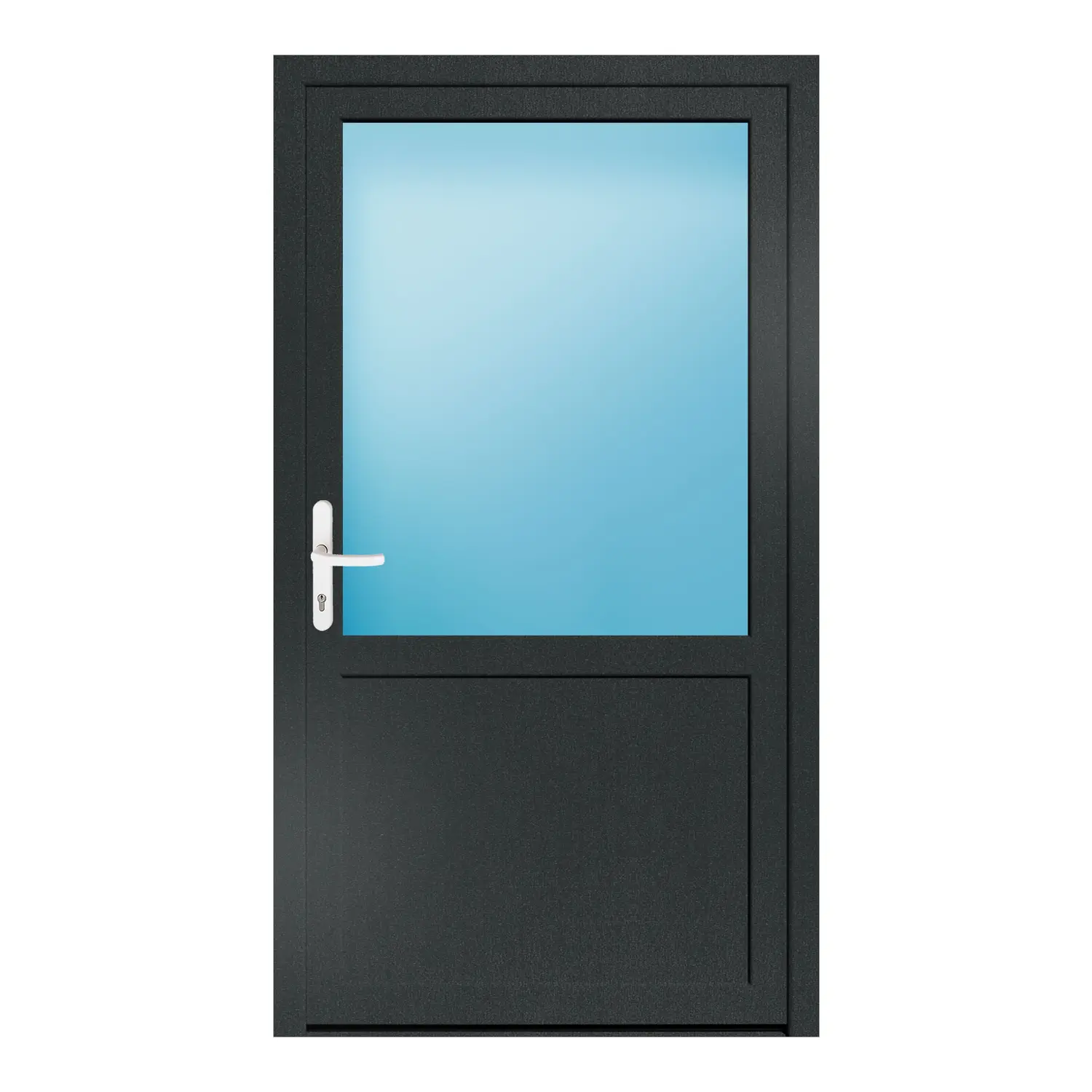 Nebeneingangstür 100x180 cm Anthrazitgrau genarbt 2/3 Glas