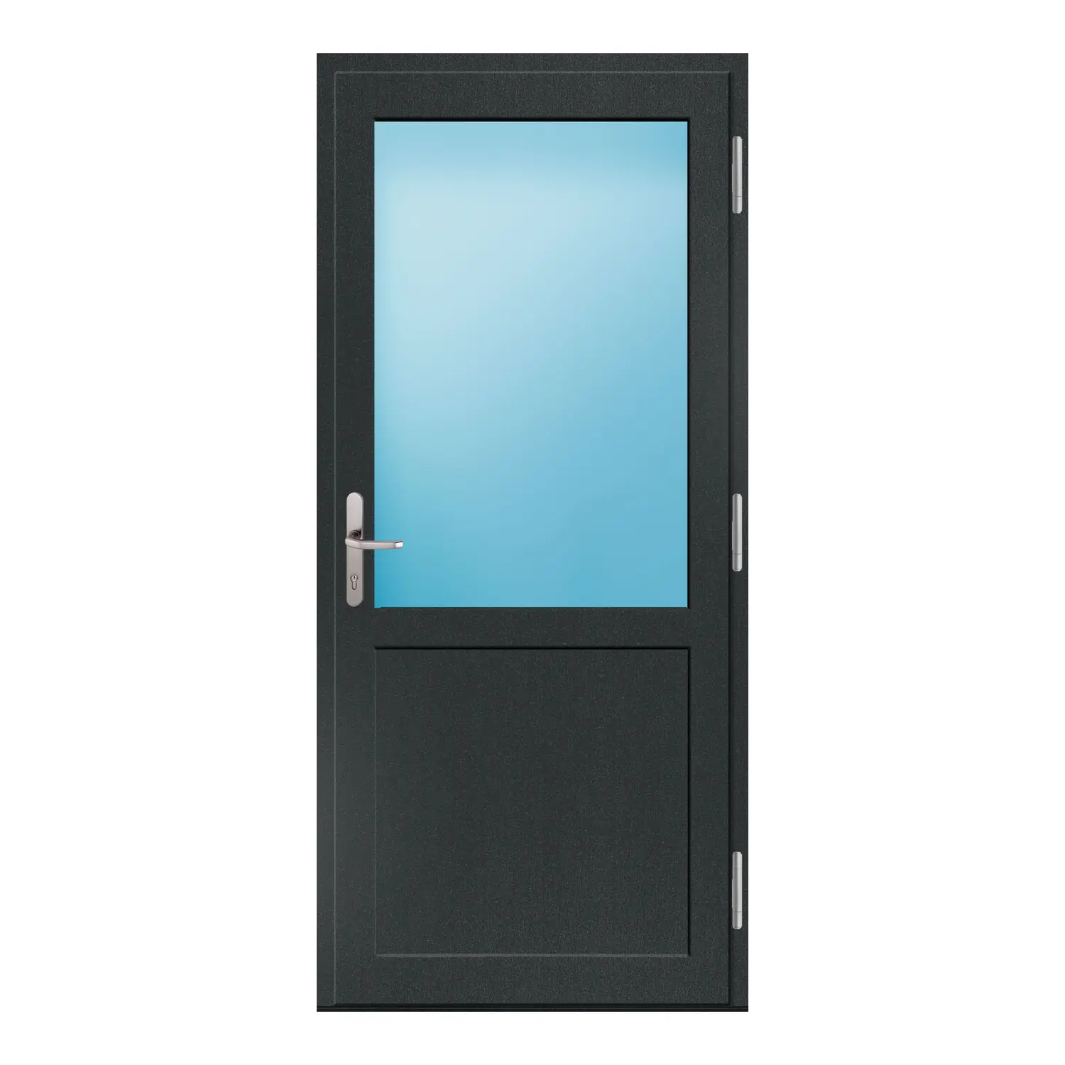Nebeneingangstür 90x200 cm Anthrazit genarbt 2/3 Glas