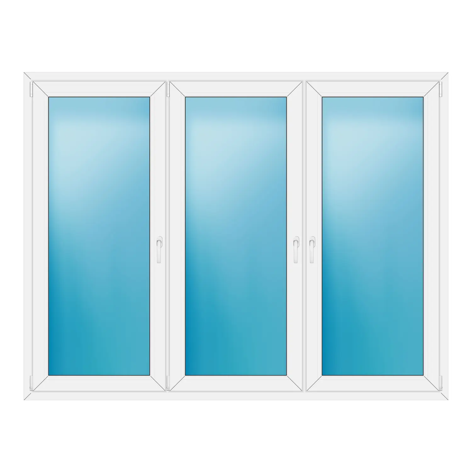 Dreiflügeliges Fenster 220x170 cm Weiß
