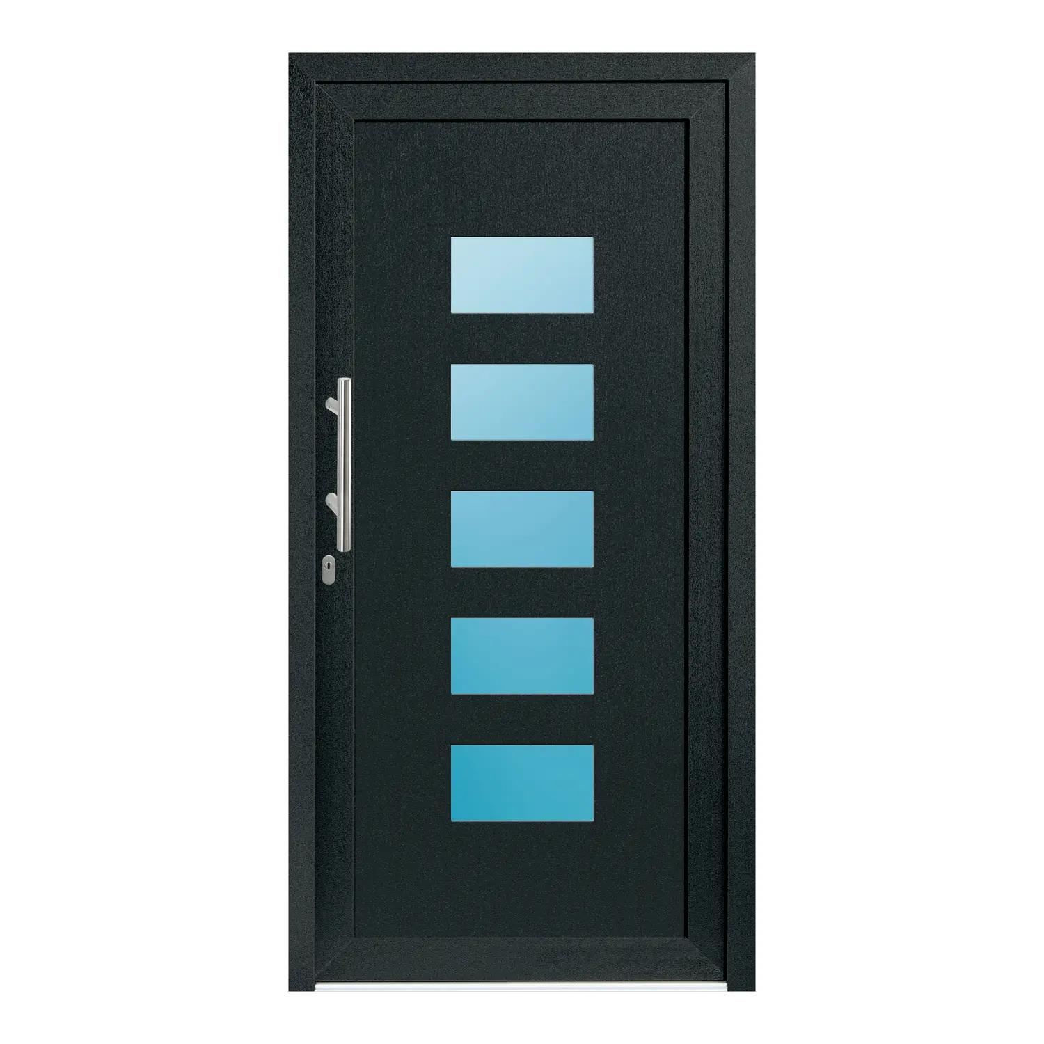 Haustür 107x215 cm Anthrazit-Grau genarbt Merkur aus Kunststoff {product.title} {product.width / 10}x{product.height / 10} cm {product.color} {f:if(condition: product.isDoor, then: product.filling, else: '')}