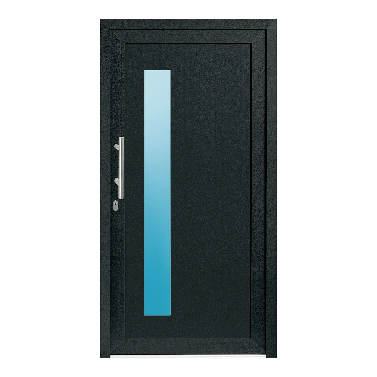 Haustür 113x217 cm Anthrazit-Grau genarbt Pluto aus Kunststoff {product.title} {product.width / 10}x{product.height / 10} cm {product.color} {f:if(condition: product.isDoor, then: product.filling, else: '')}