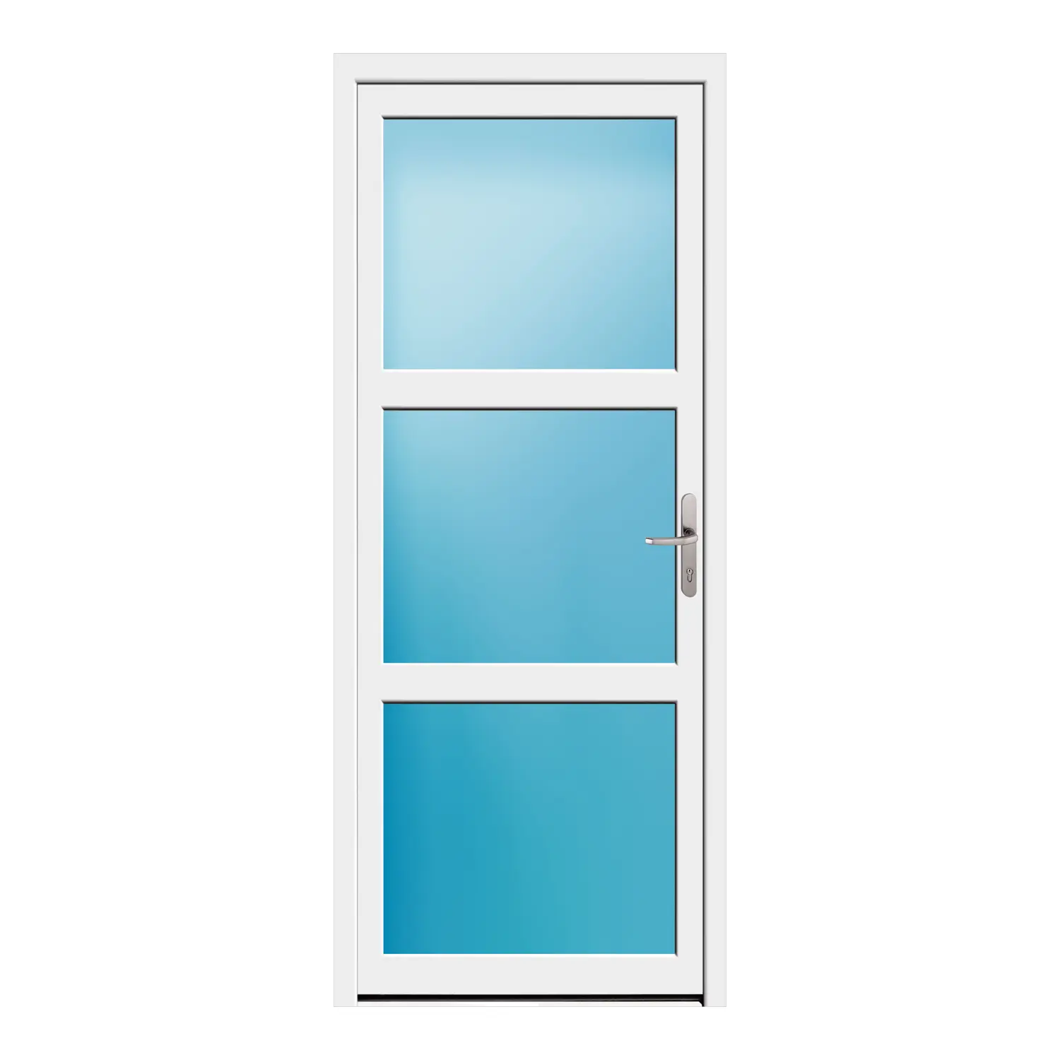 Nebeneingangstür 90x219 cm Weiß 3-teilig Glas