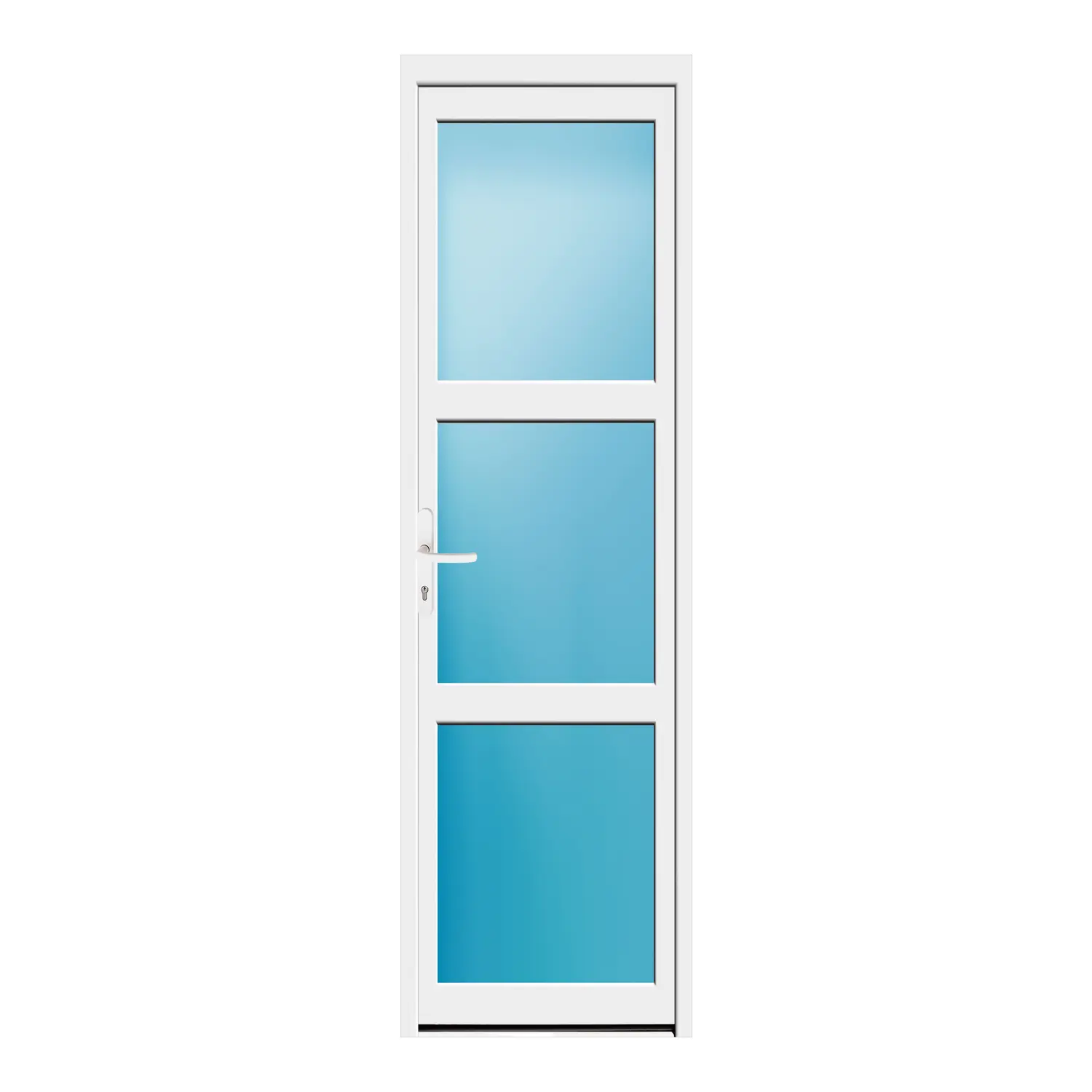 Nebeneingangstür 64x216 cm Weiß 3-teilig Glas