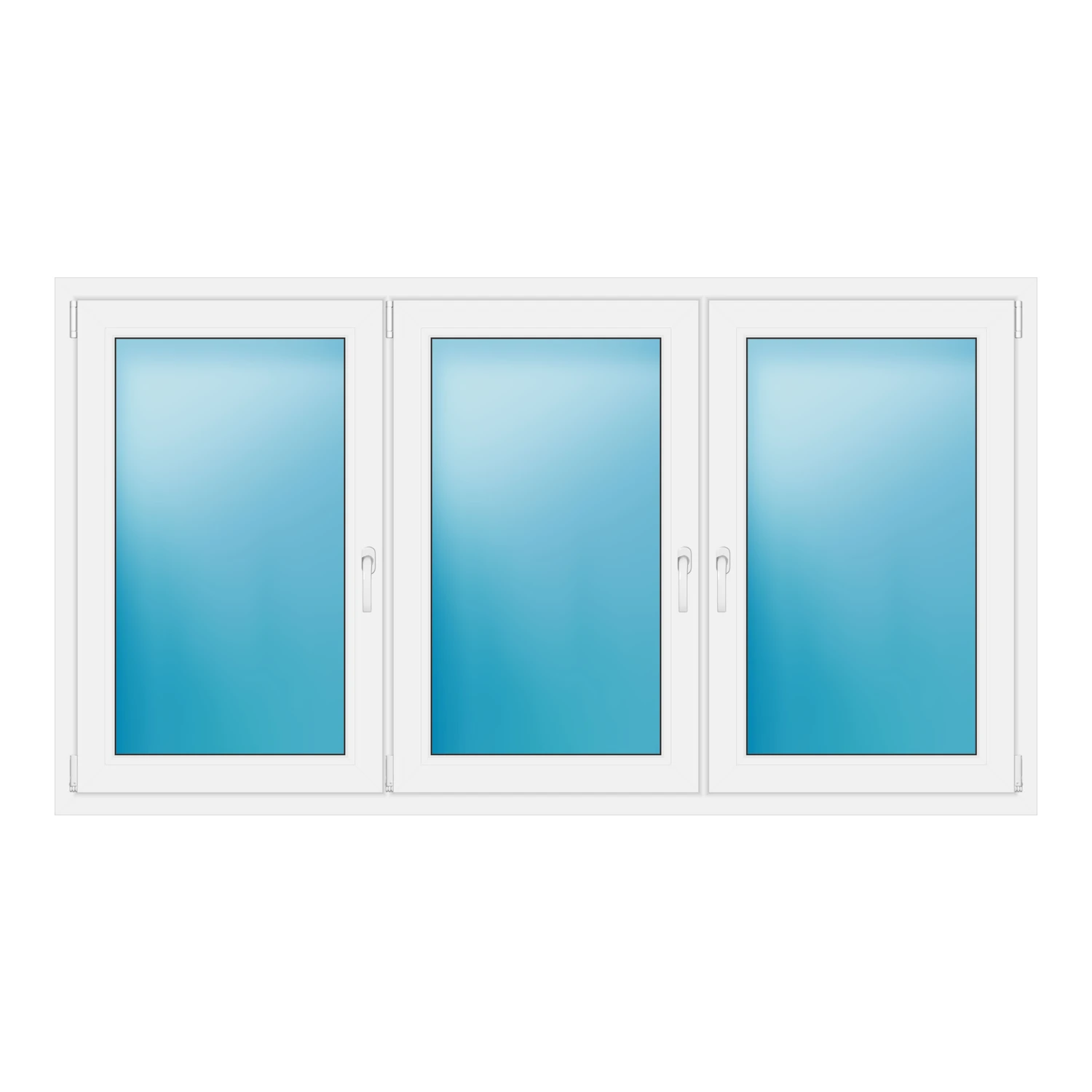 Dreiflügeliges Fenster 208.5x114 cm Weiß