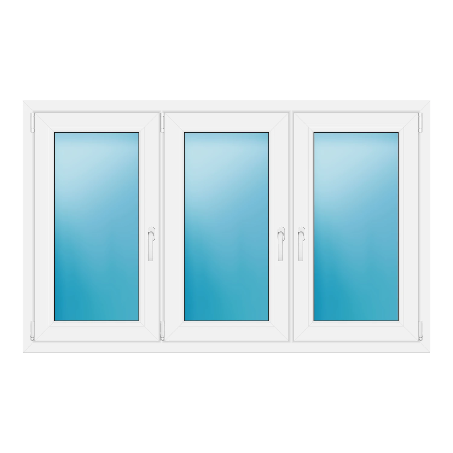 Dreiflügeliges Fenster 165x102 cm Weiß