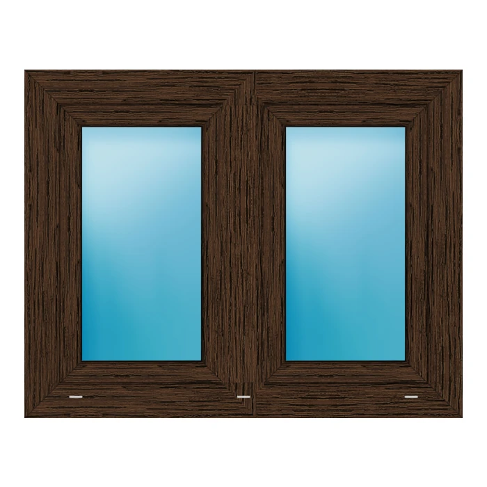 Zweiflügeliges Fenster 98x78 cm Mooreiche genarbt