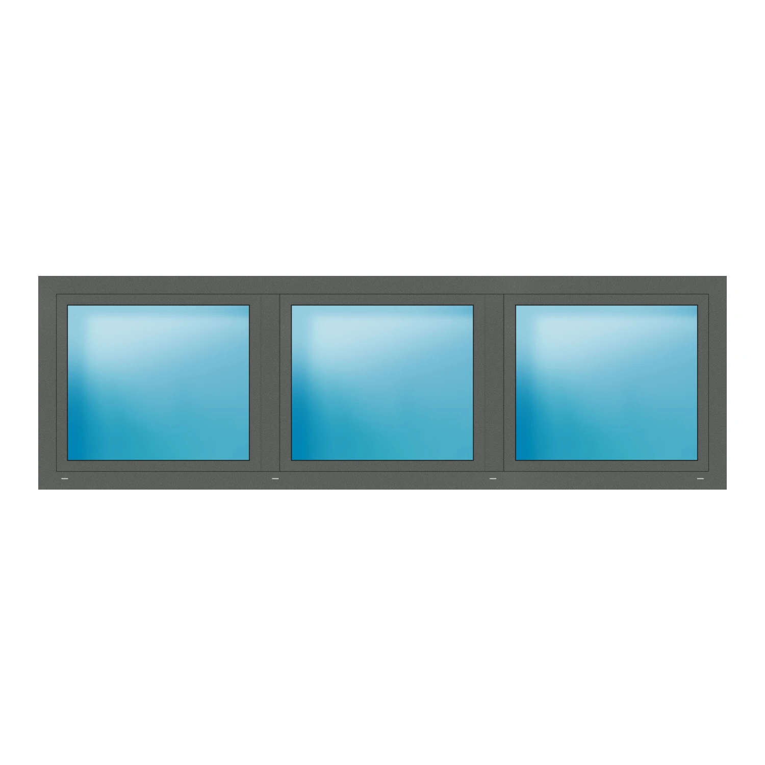 Dreiflügeliges Fenster 300x93 cm Basaltgrau Feinstruktur