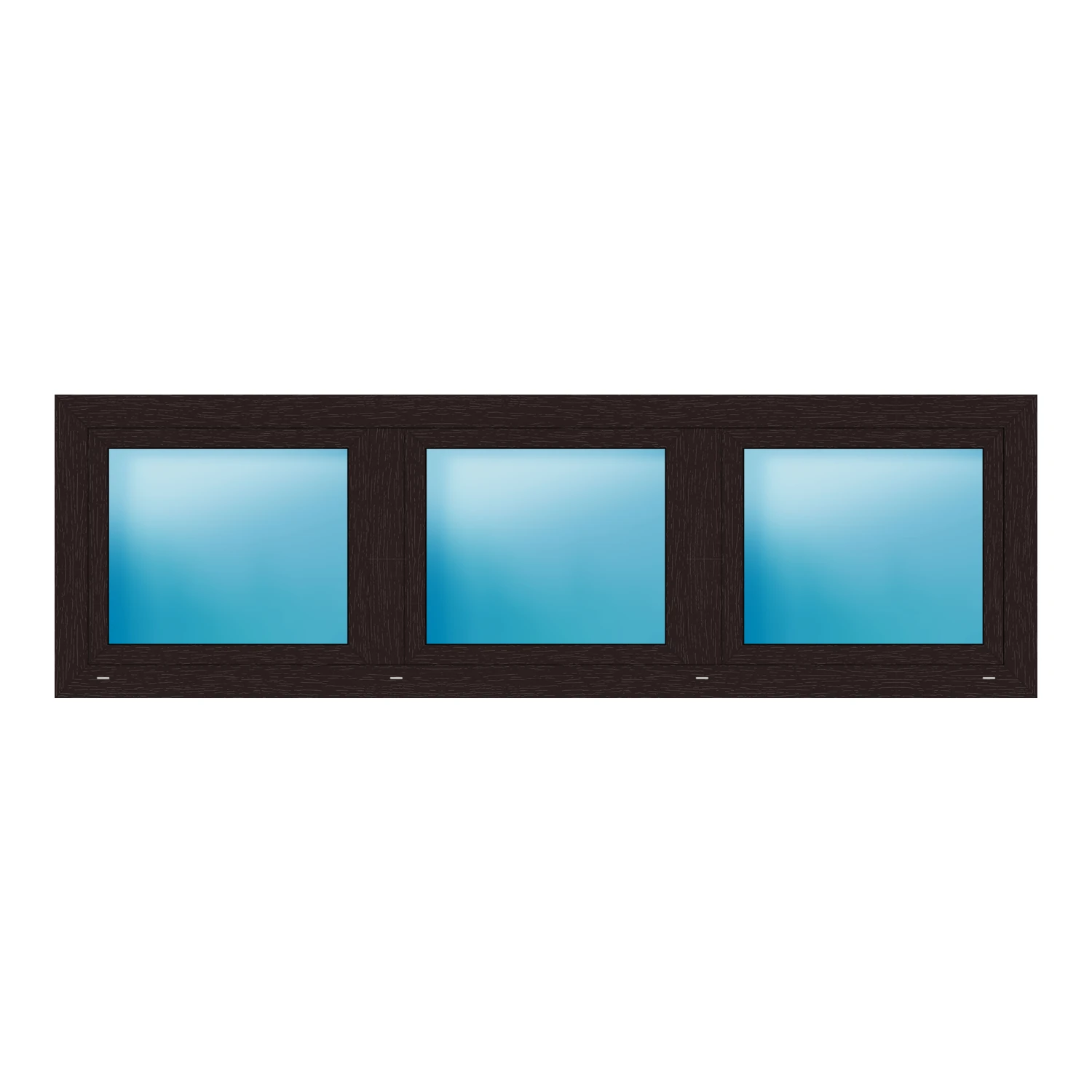 Dreiflügeliges Fenster 233x72 cm Braun genarbt