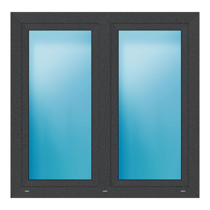 Zweiflügeliges Fenster 132x130 cm Anthrazit Feinstruktur