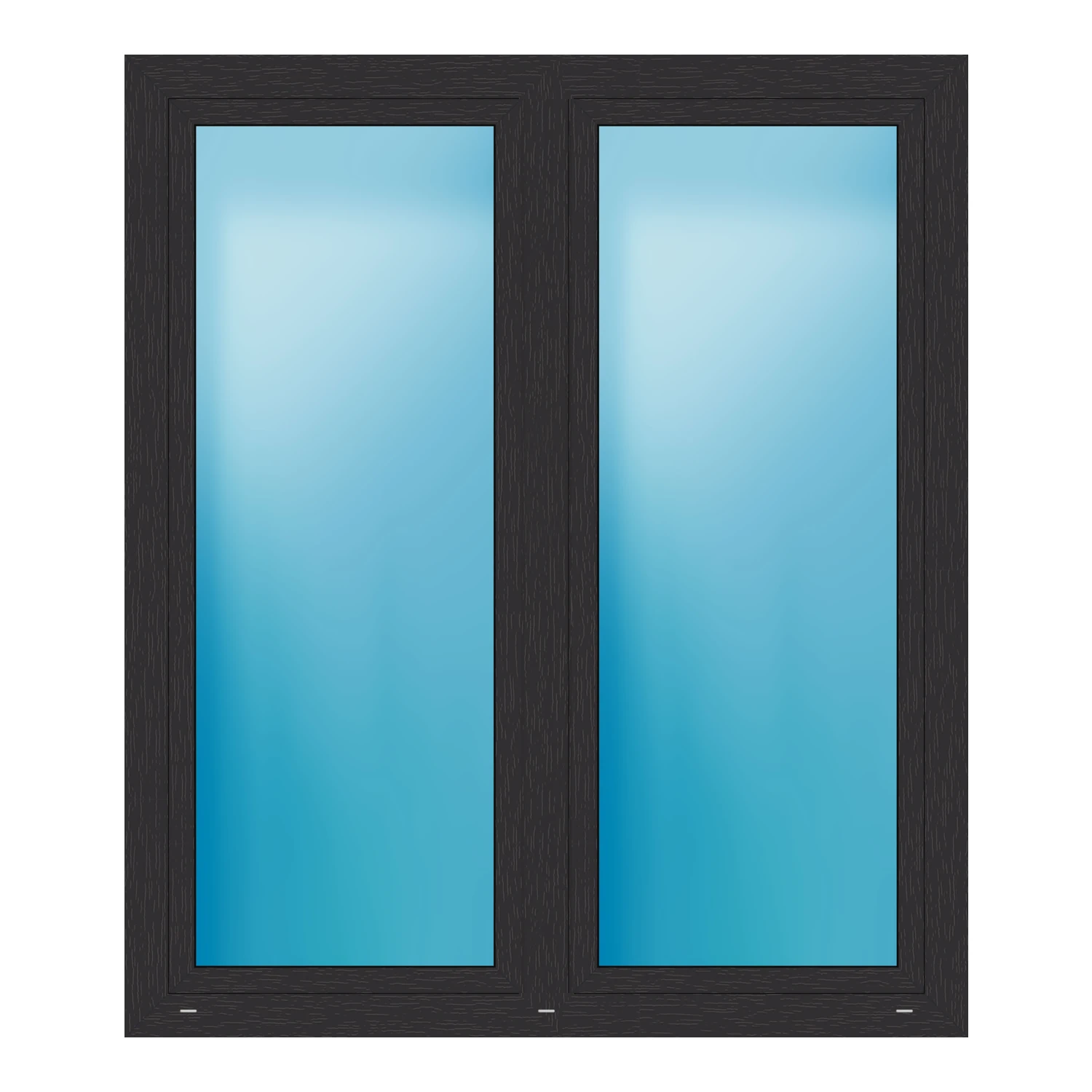 Zweiflügeliges Fenster 152x177 cm Anthrazit genarbt