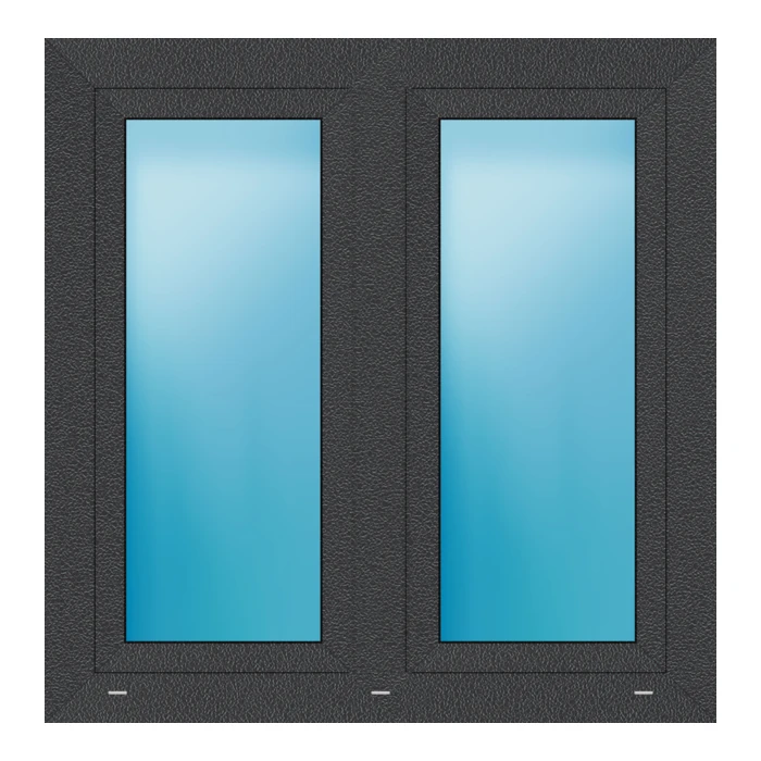 Zweiflügeliges Fenster 106x108 cm Anthrazit Feinstruktur