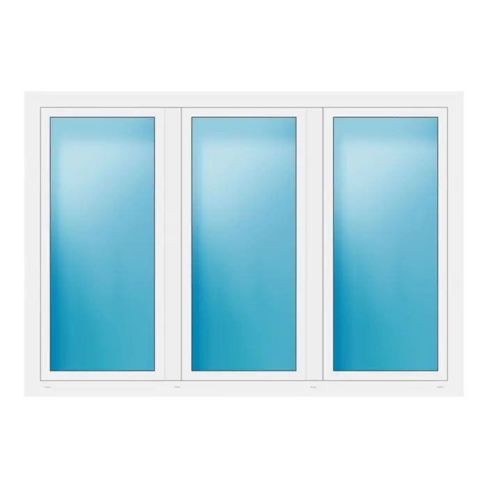 Dreiflügeliges Fenster 216x150 cm Weiß
