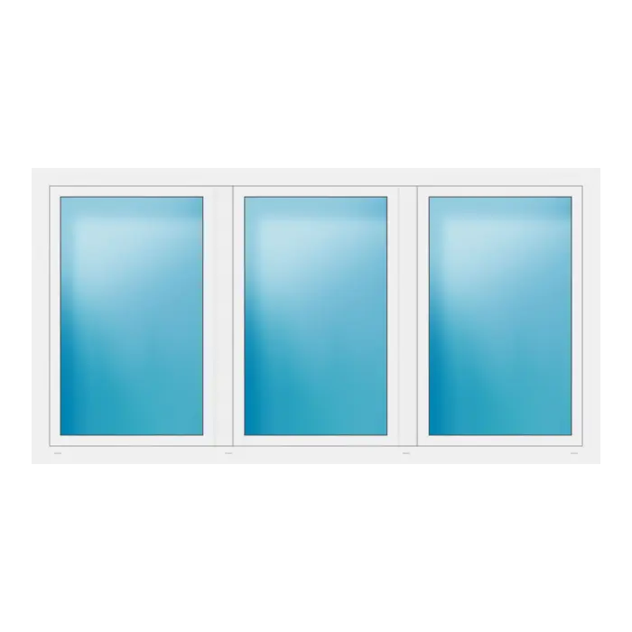 Dreiflügeliges Fenster 250x130 cm Weiß