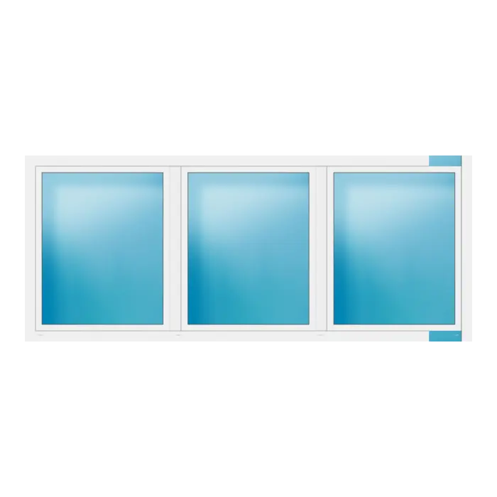 Dreiflügeliges Fenster 332x138 cm Weiß