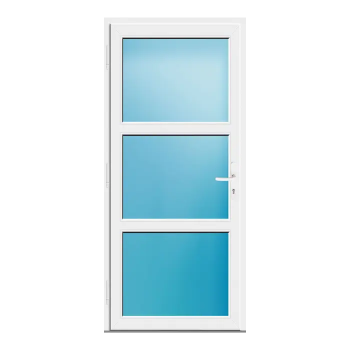 Nebeneingangstür 90x200 cm Anthrazitgrau genarbt 3-teilig Glas