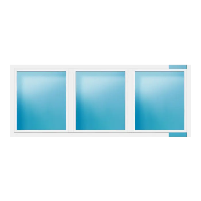 Dreiflügeliges Fenster 342x136 cm Weiß