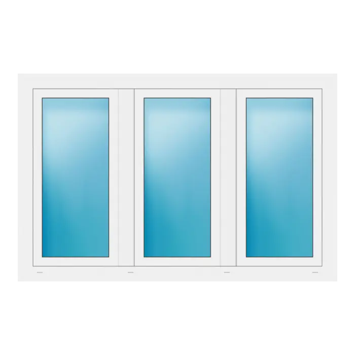 Dreiflügeliges Fenster 166x108 cm Weiß