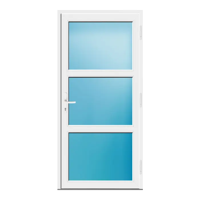 Nebeneingangstür 95x200 cm Weiß 3-teilig Glas
