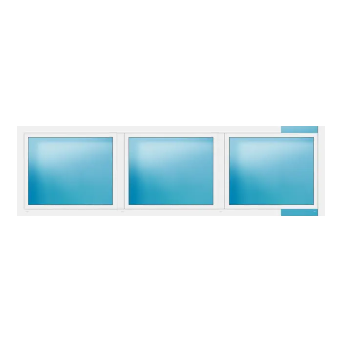 Dreiflügeliges Fenster 350x102 cm Weiß