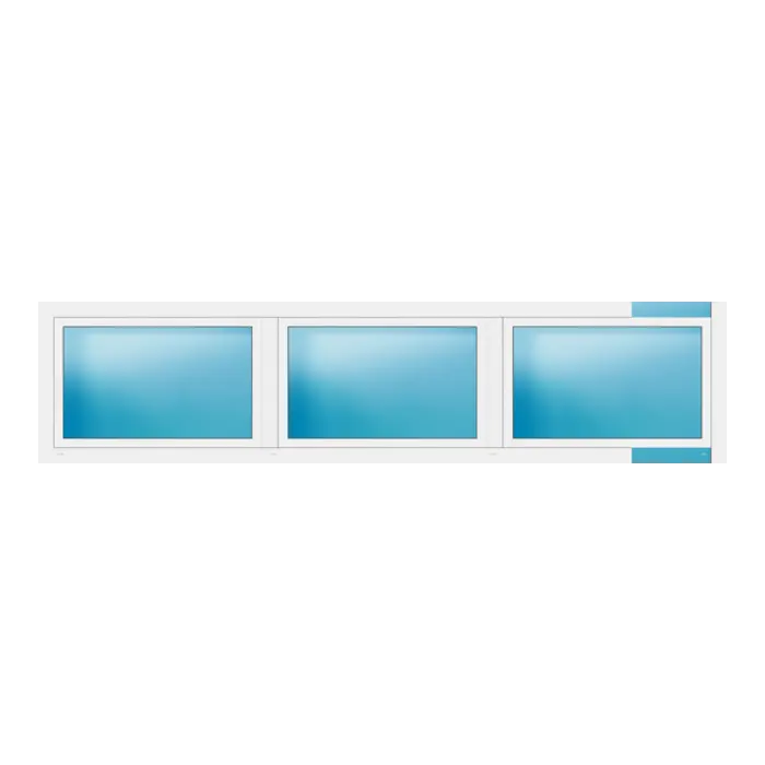 Dreiflügeliges Fenster 348x82 cm Weiß