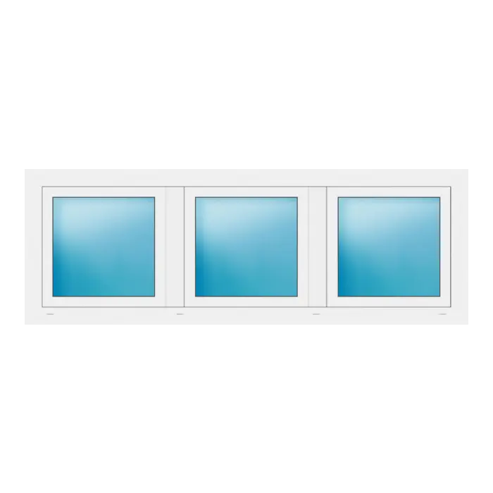 Dreiflügeliges Fenster 200x70 cm Weiß