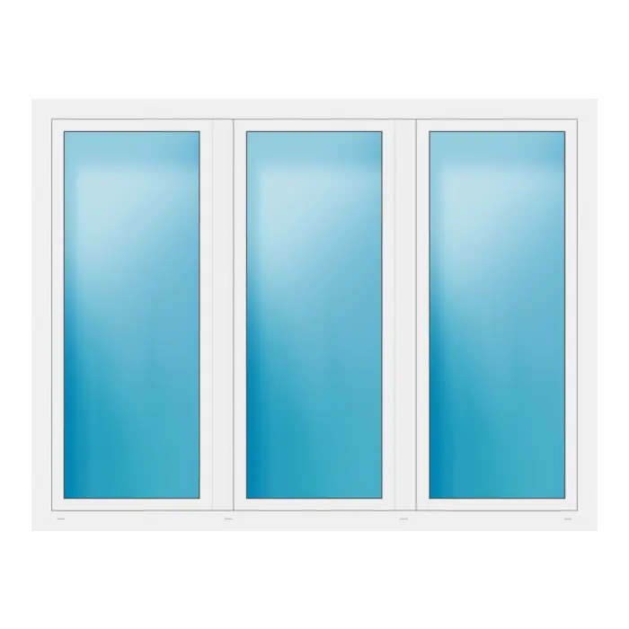 Dreiflügeliges Fenster 220x168 cm Weiß