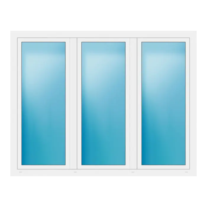 Dreiflügeliges Fenster 210x164 cm Weiß