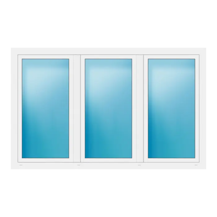 Dreiflügeliges Fenster 222x138 cm Weiß