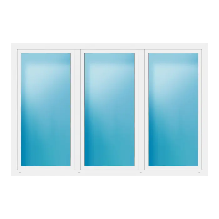 Dreiflügeliges Fenster 252x170 cm Weiß