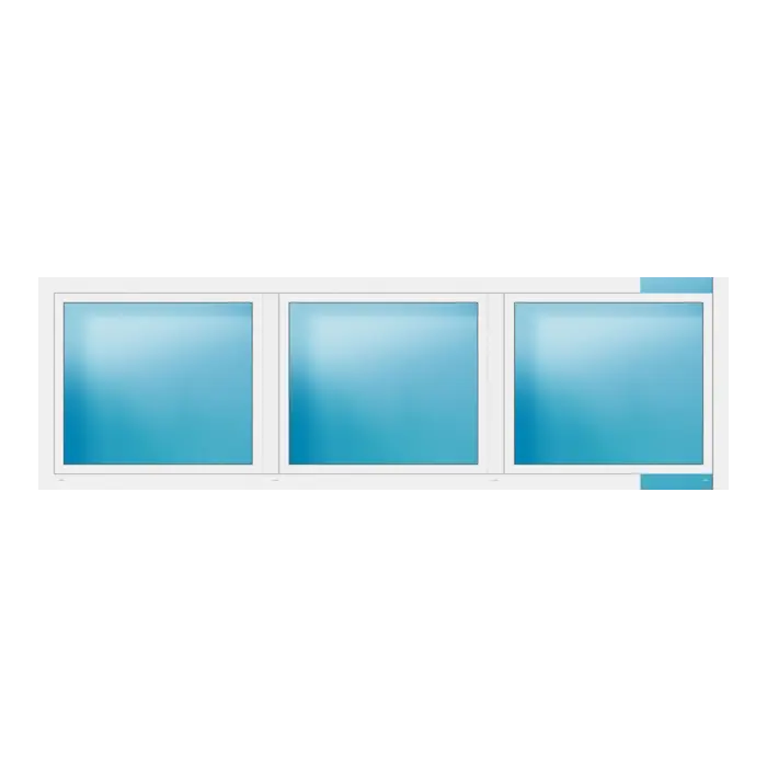 Dreiflügeliges Fenster 344x106 cm Weiß