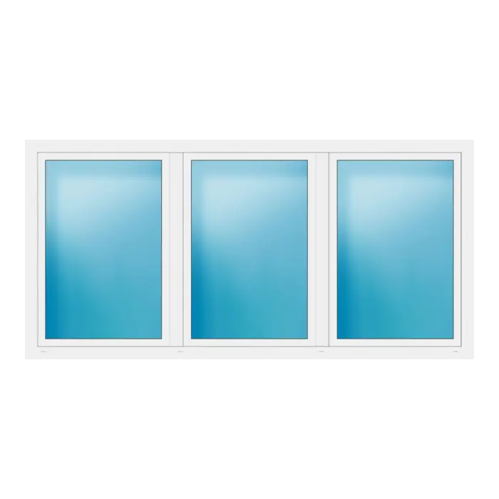 Dreiflügeliges Fenster 278x136 cm Weiß