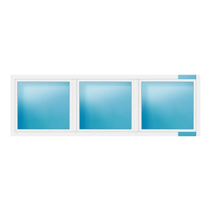 Dreiflügeliges Fenster 340x110 cm Weiß